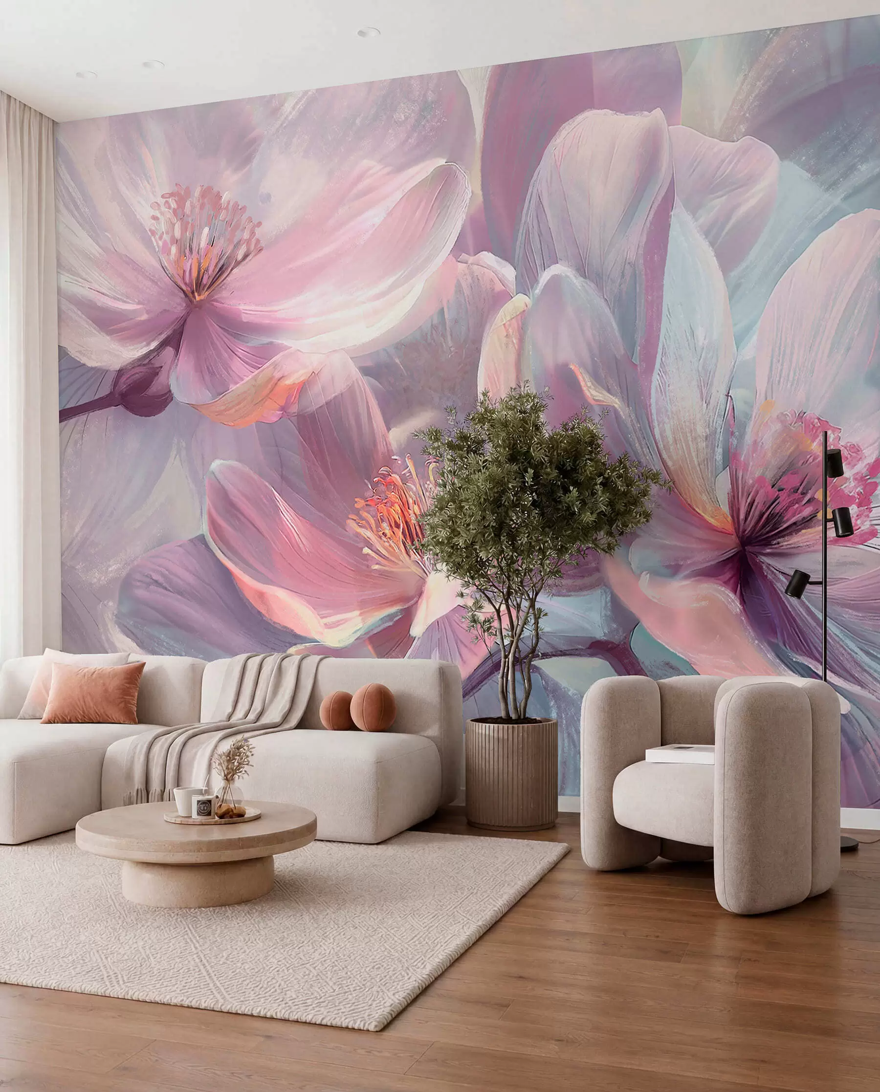 Fotobehang Bloemen in een roze gloed w01307