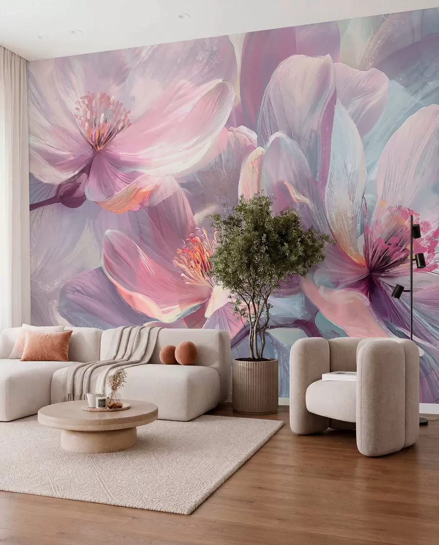 Fotobehang Bloemen in een roze gloed w01307