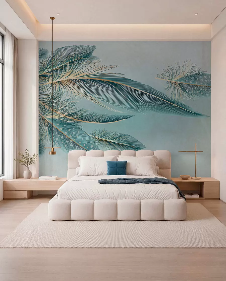 Fotobehang Turquoise veren w01312