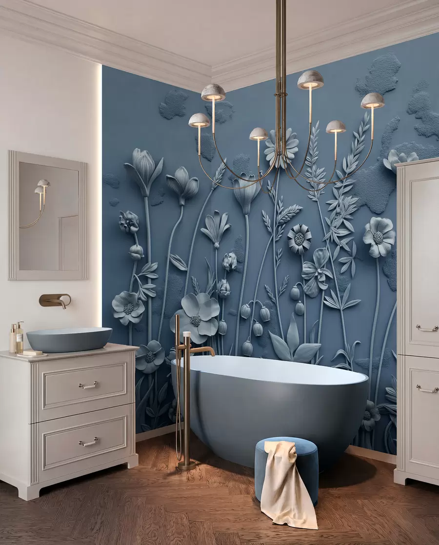 Fotobehang Blauw weidereliëf w07869