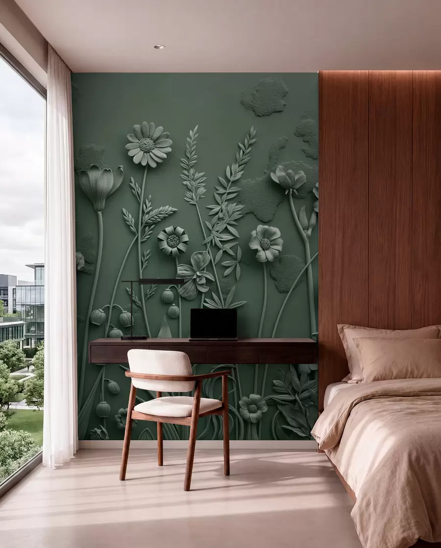 Fotobehang Veld 3D bloemen w07869v2
