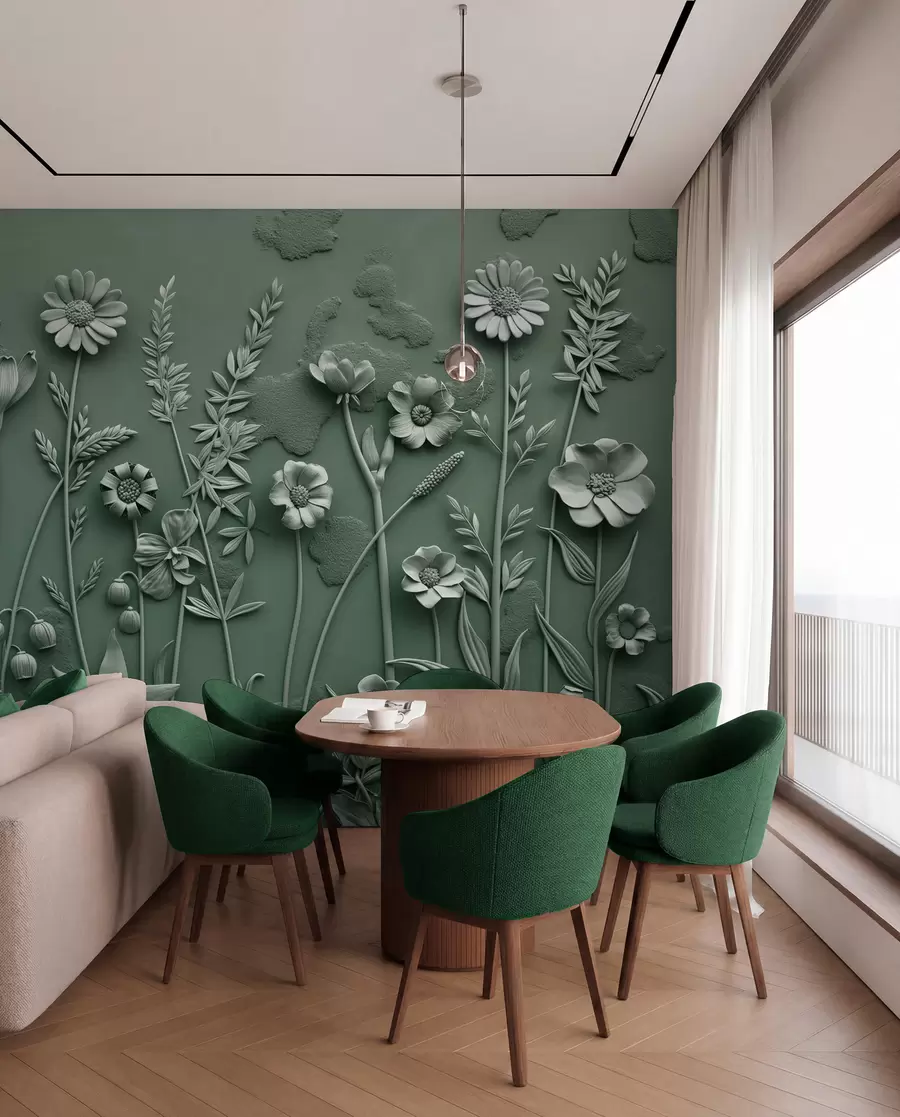 Fotobehang Veld 3D bloemen w07869v2
