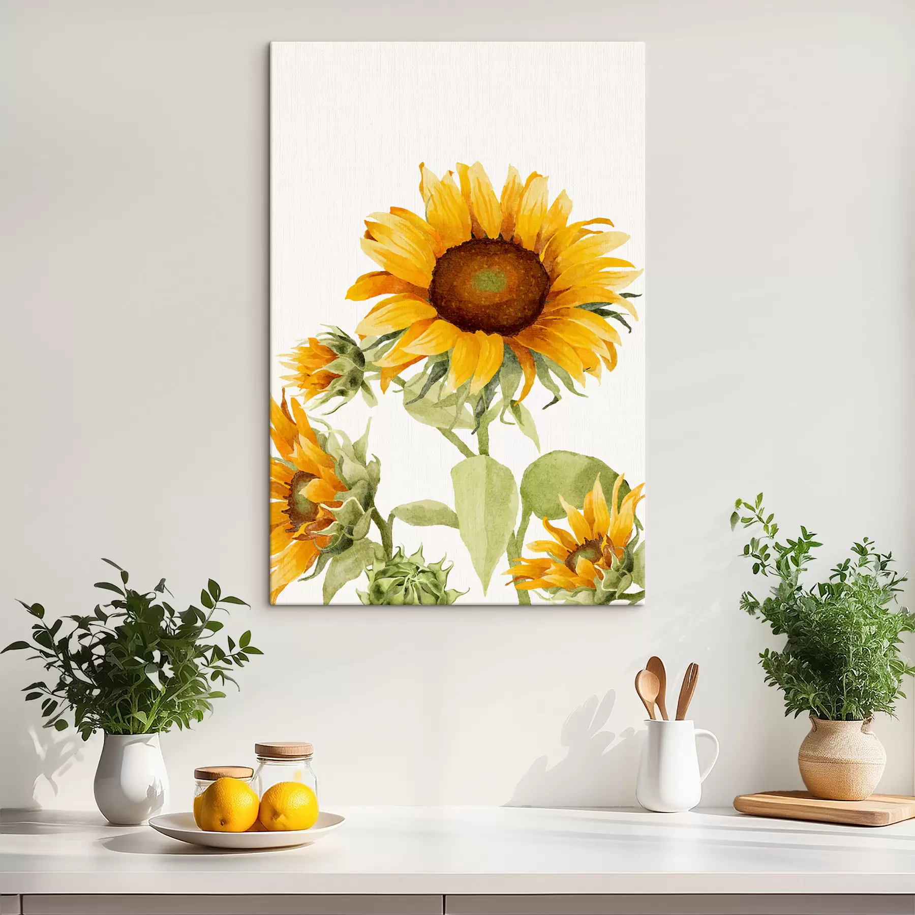  Schilderijen Heldere aquarel zonnebloem s39341