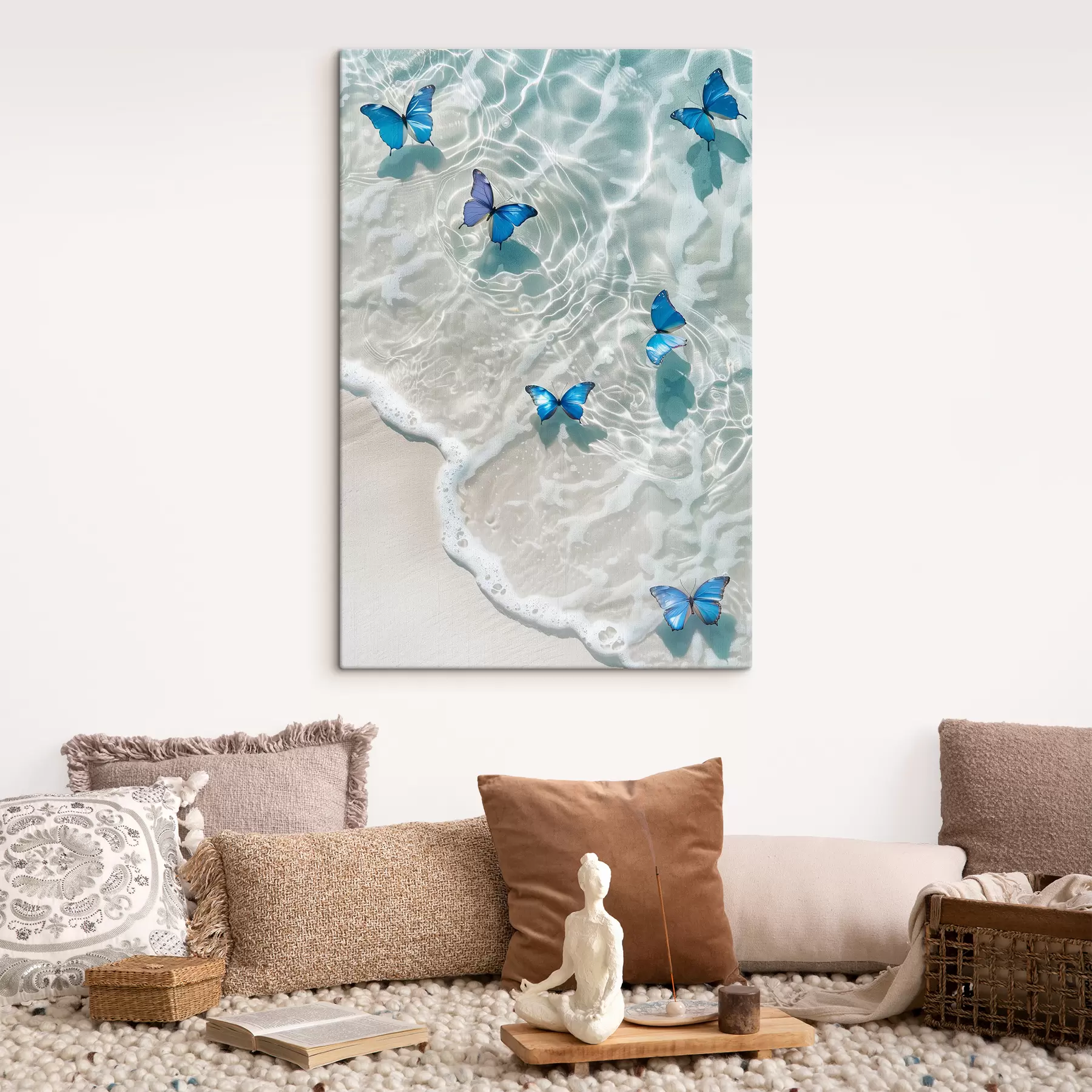 Fotobehang Blauwe vlinders op een zeegolf s39228