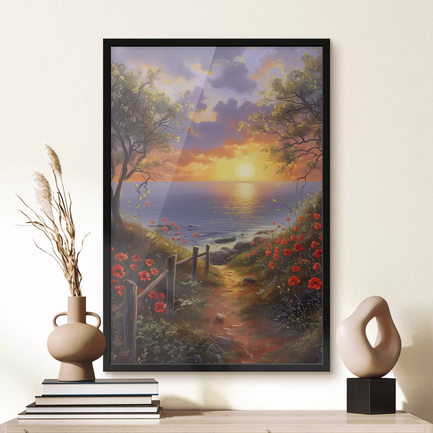 Fotobehang Prachtige zonsondergang aan het water f39200