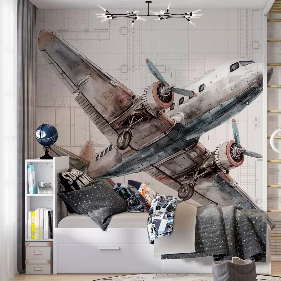 Fotobehang Vliegtuig Scandinavische stijl voor jongens w07911