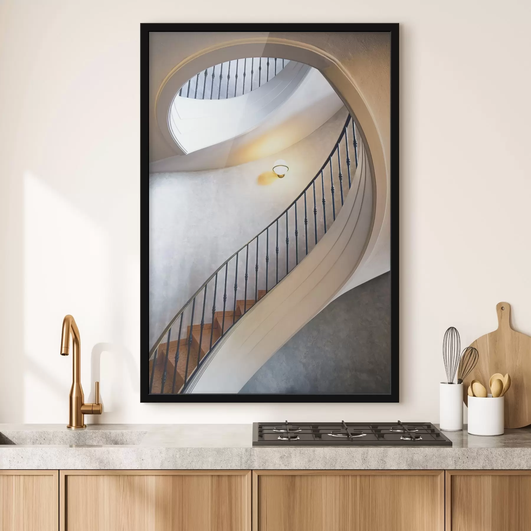 Fotobehang Elegante rondingen van een wenteltrap f37851