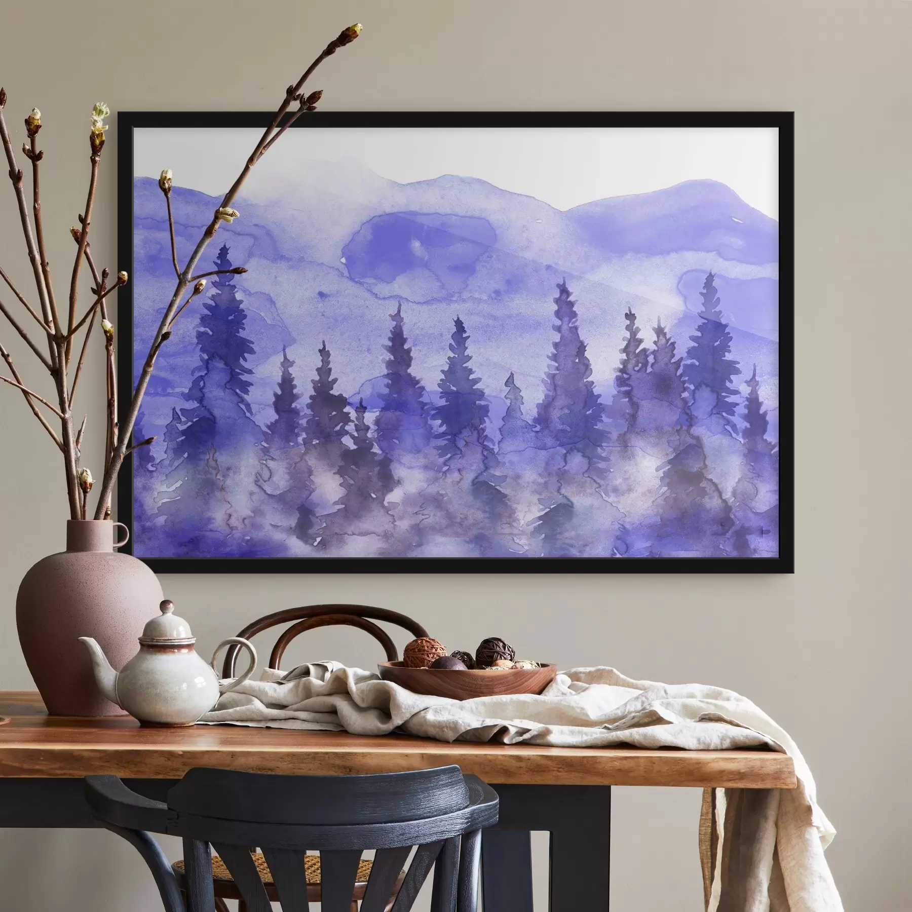 Fotobehang Mystiek bos in blauwtinten f38047