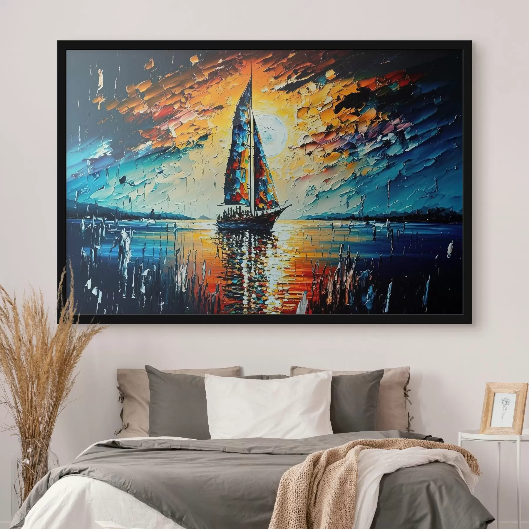 Fotobehang Zeilen naar een levendige zonsondergang f38052