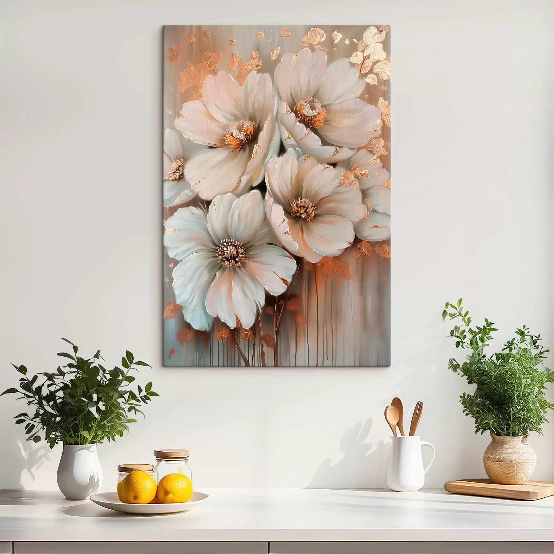  Schilderijen witte bloemen s39551
