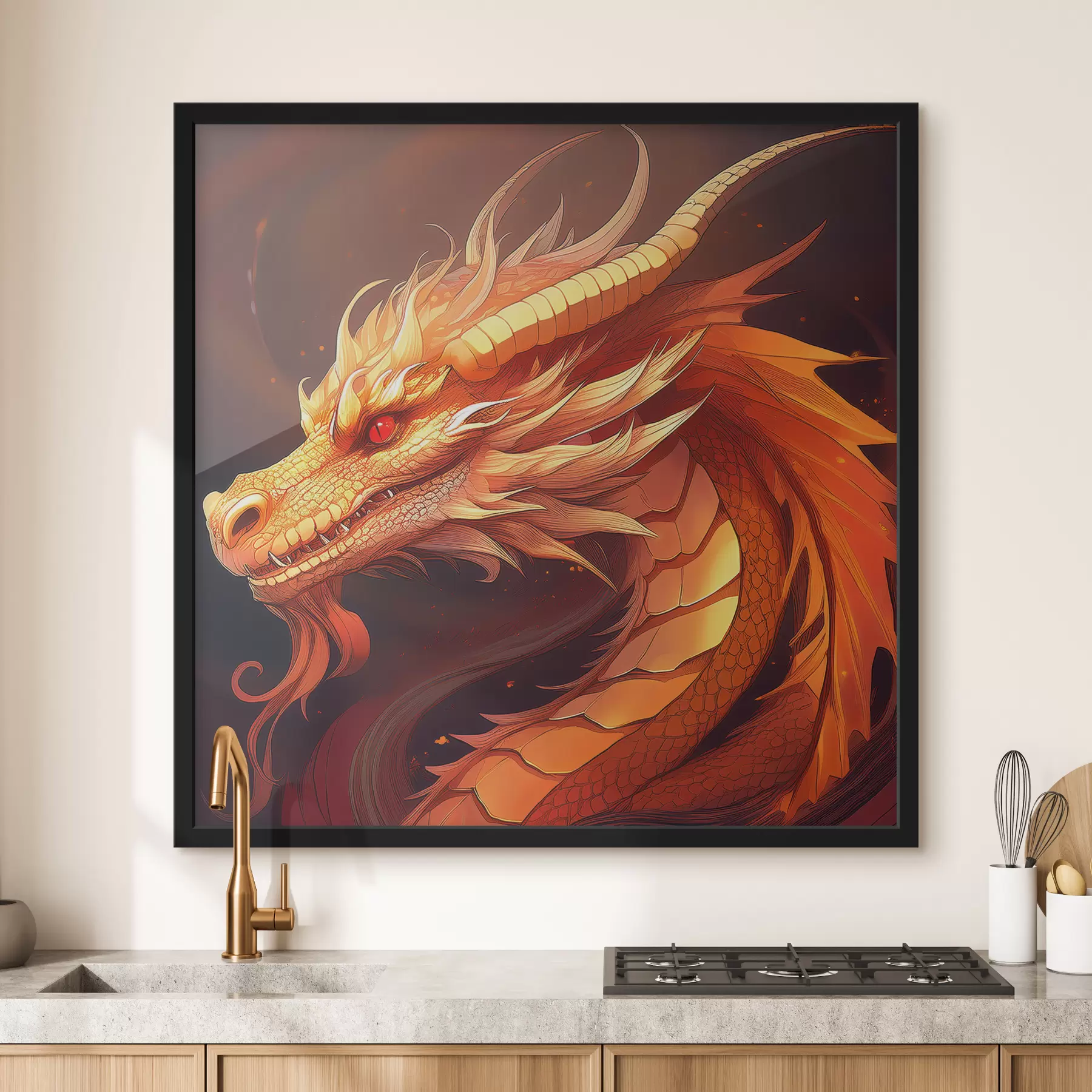 Fotobehang oranje draak f39624