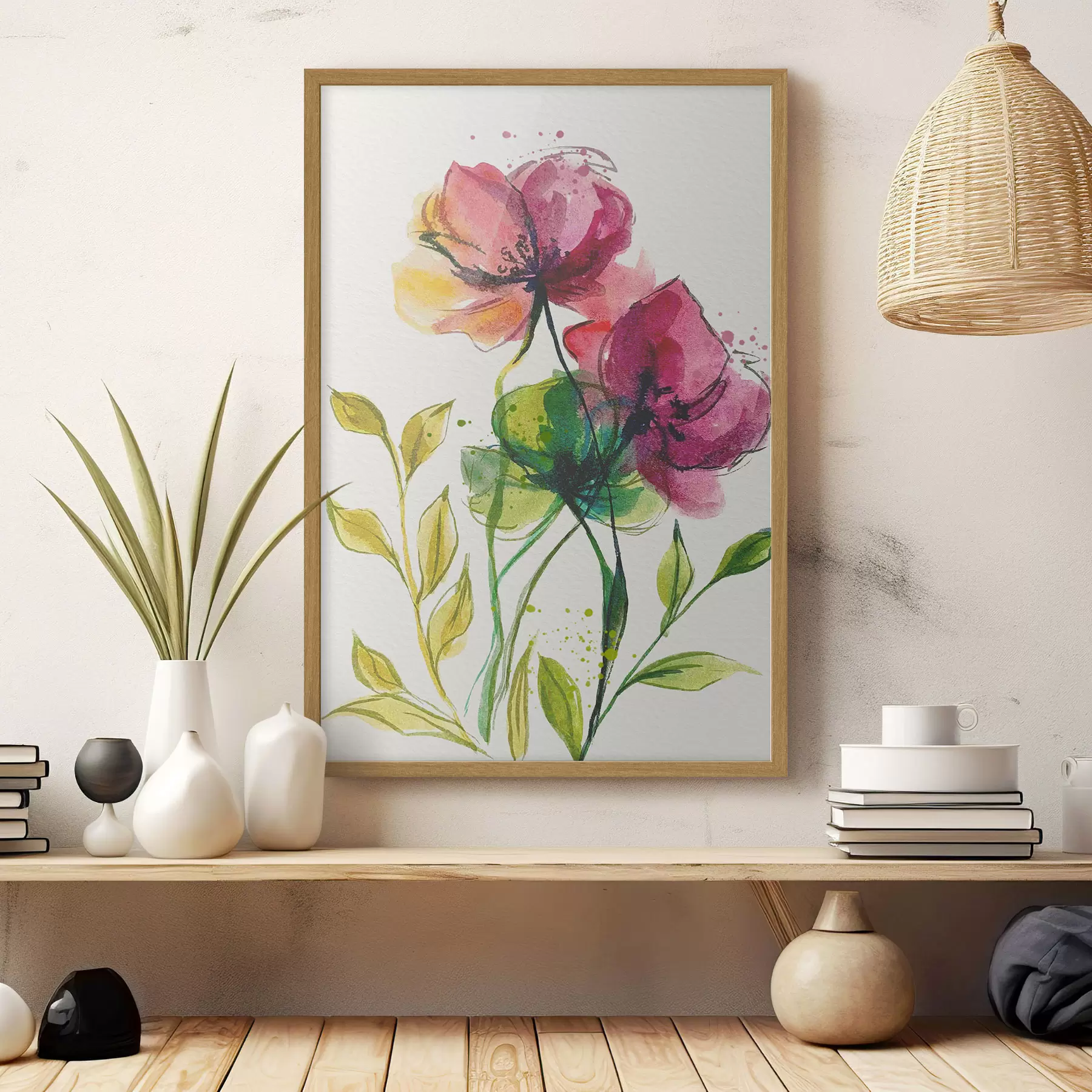 Fotobehang Prachtige aquarelbloemen f39768