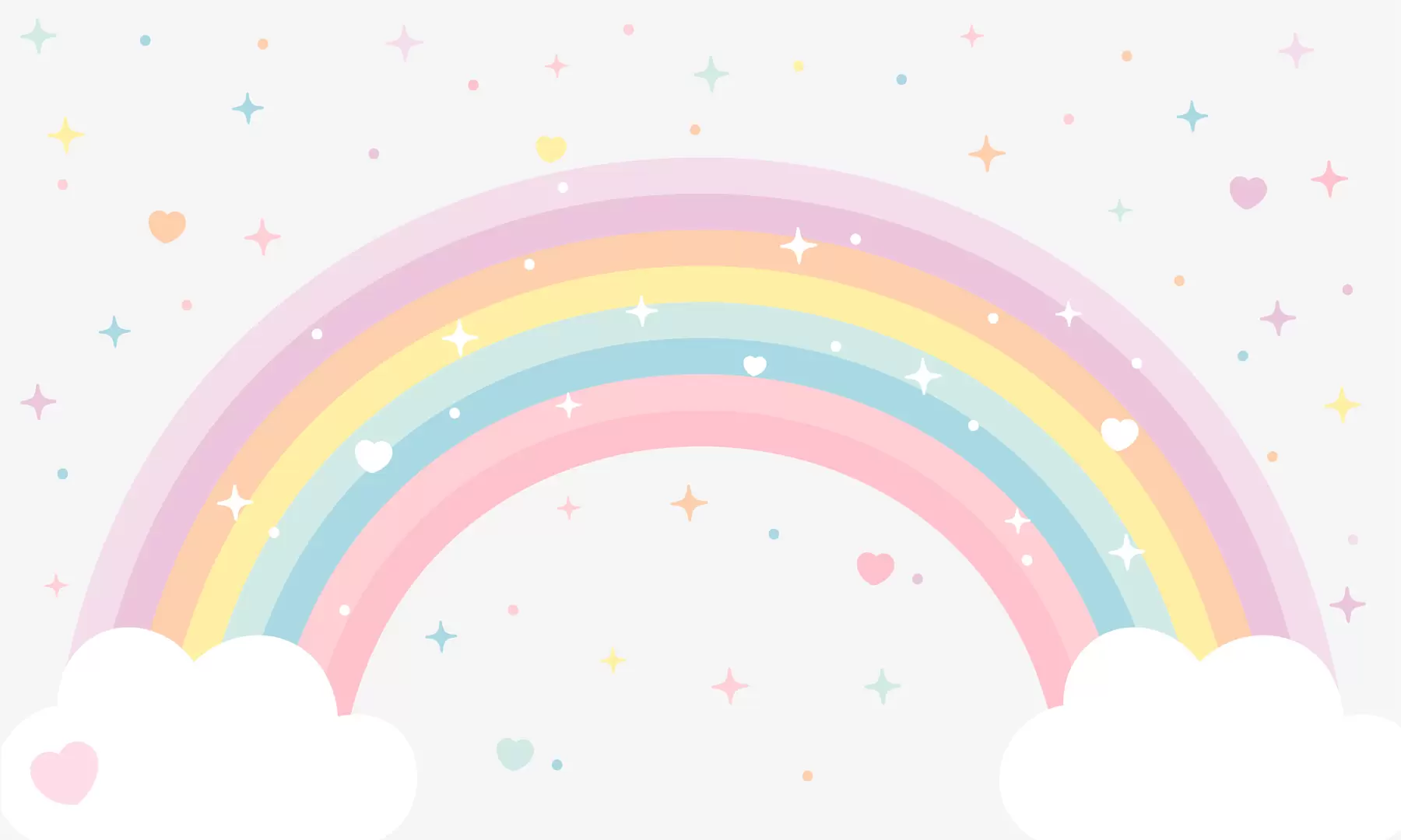 Fotobehang Kleurrijke regenboog met sterren en harten Scandinavische stijl w08109