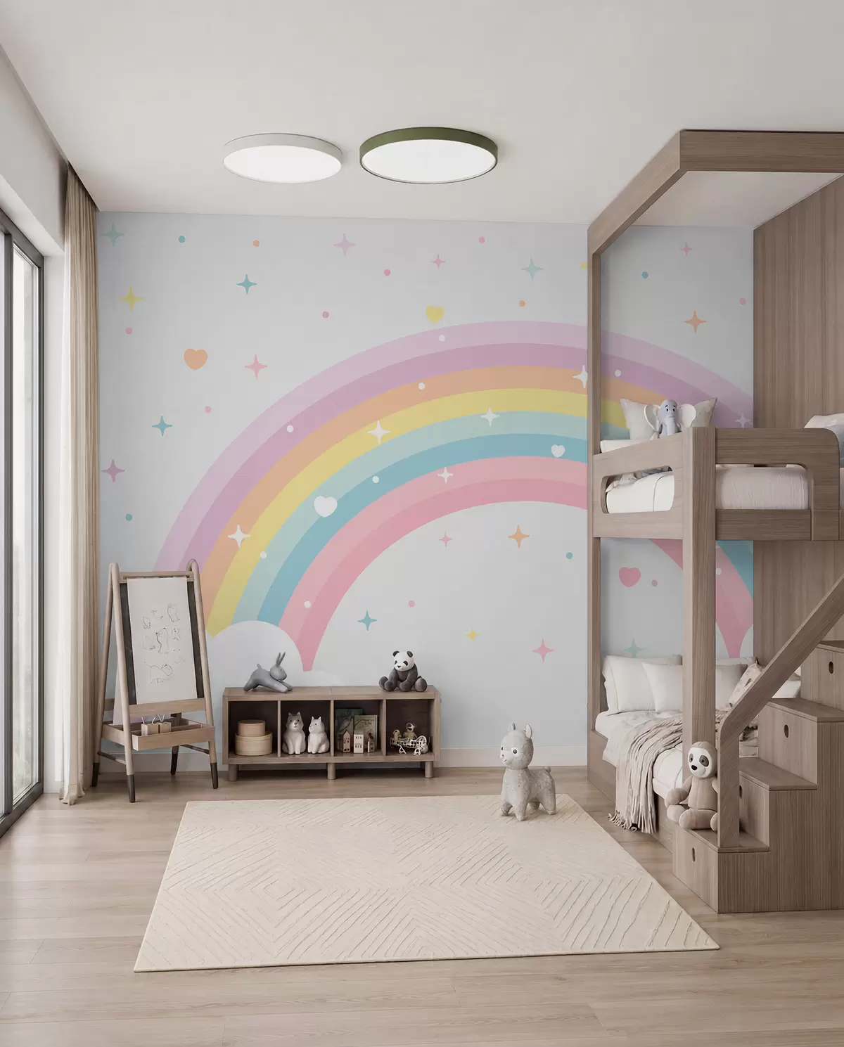 Fotobehang Regenboog, hartjes en sterren w08109