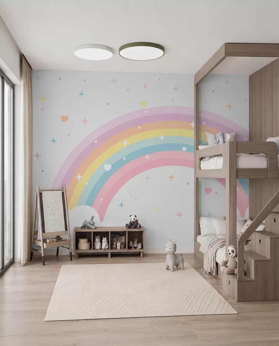 Fotobehang Regenboog, hartjes en sterren w08109