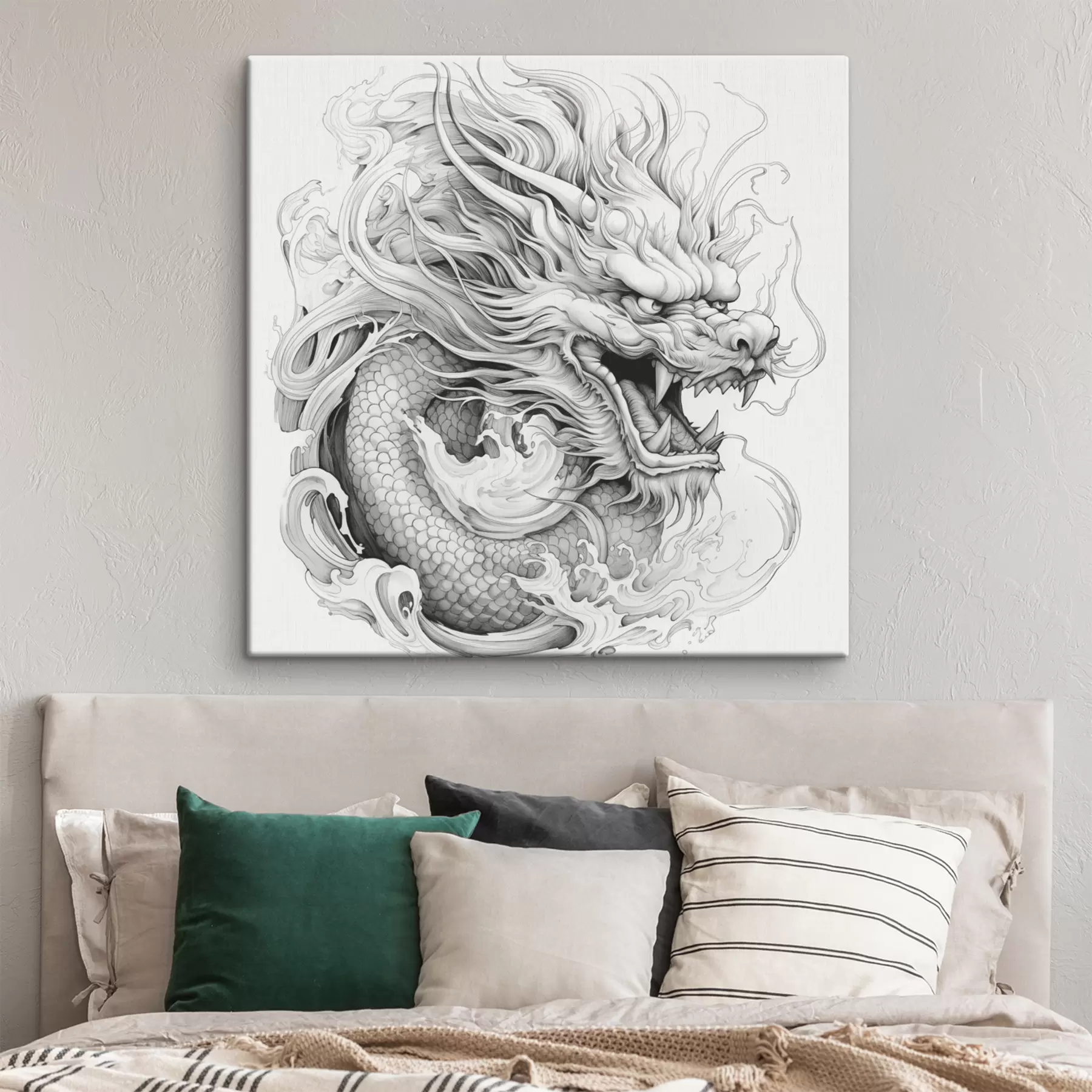  Schilderijen Draak met open mond lijntekening s39822