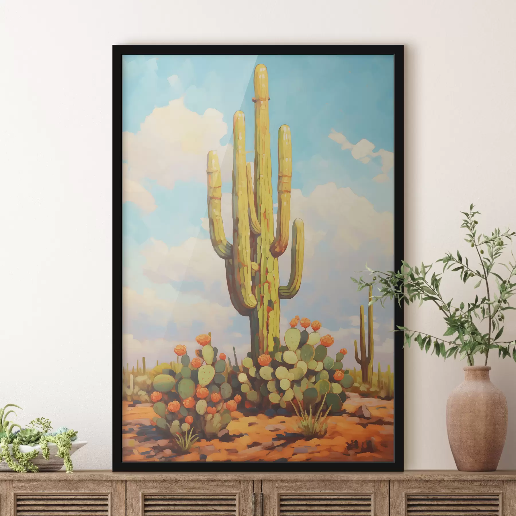  Schilderijen Cactus in het woestijnolieverfschilderij f39824