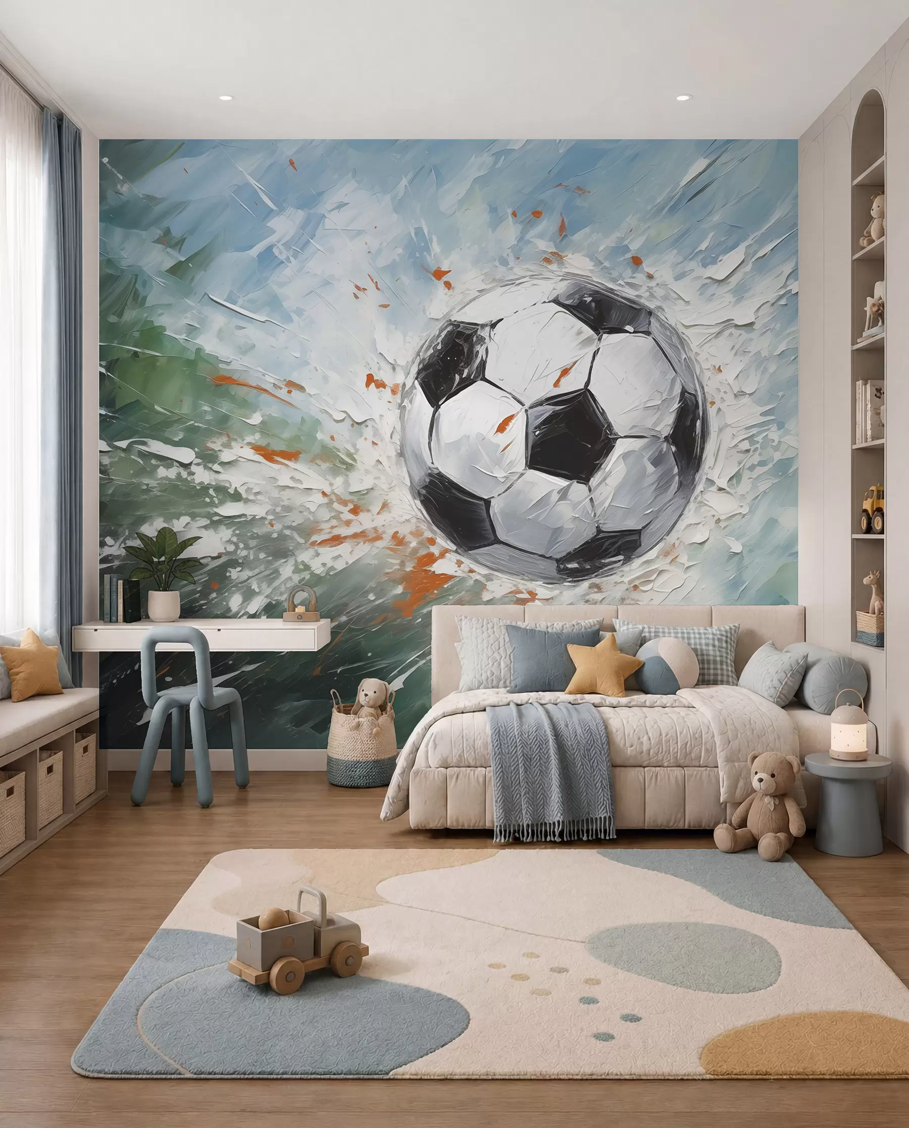 Fotobehang Voetbal in penseelstreken w08117