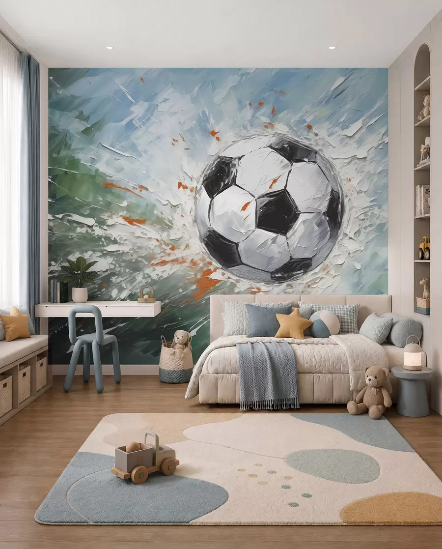 Fotobehang Voetbal in penseelstreken w08117