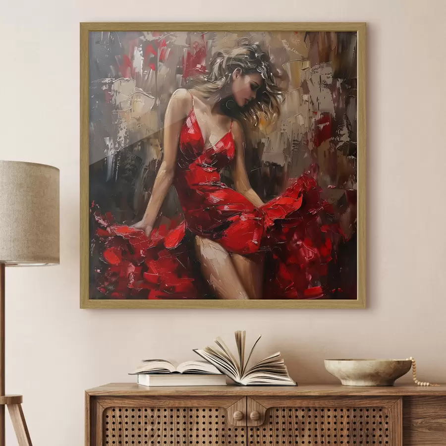 Fotobehang Meisje in een rode jurk f39874
