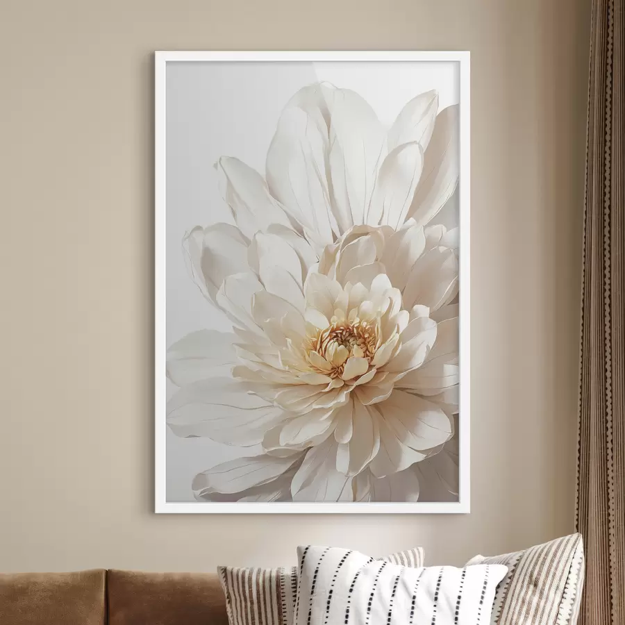 Fotobehang Witte bloem close-up op witte achtergrond f39857