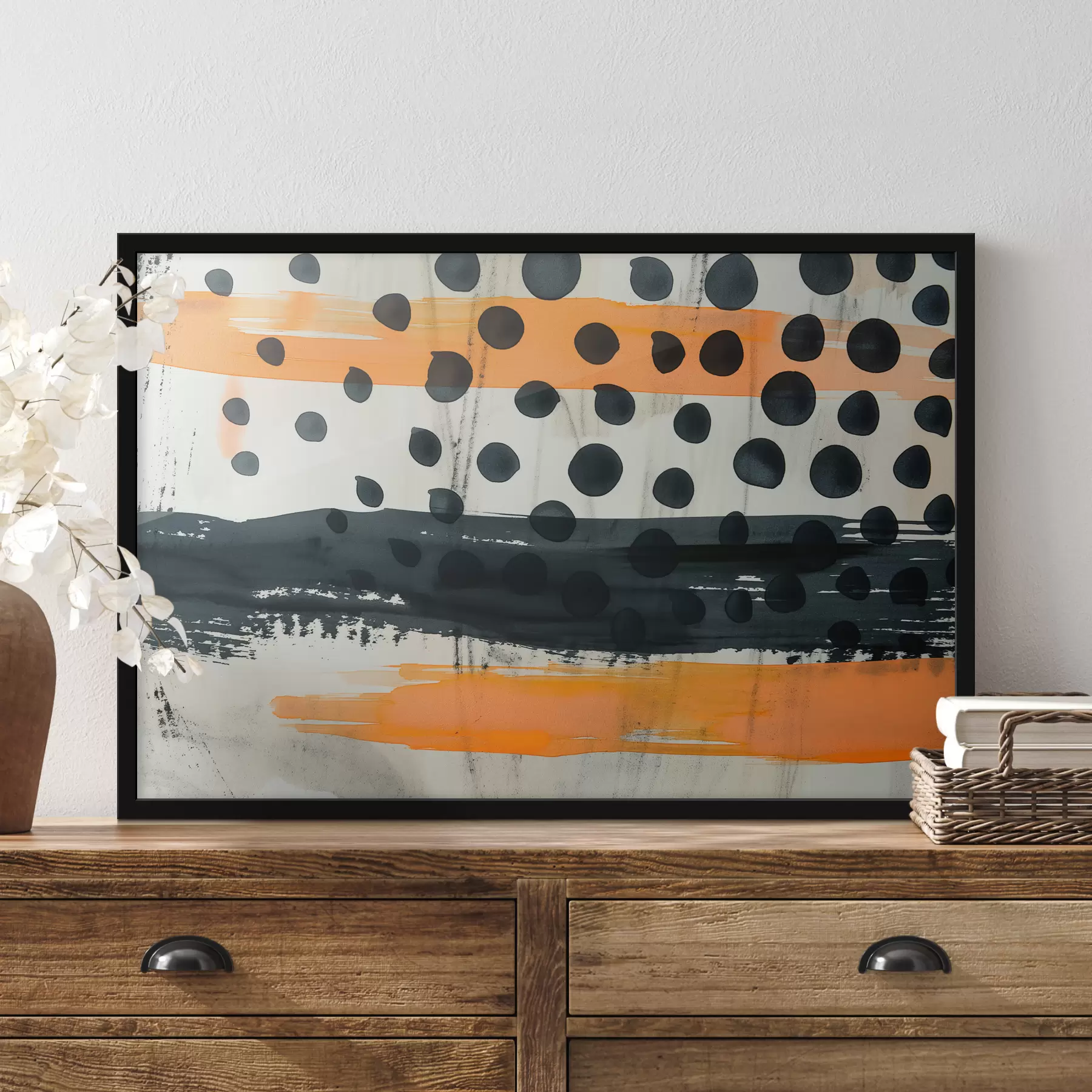 Fotobehang Abstractie, zwart, oranje, cirkel f39947
