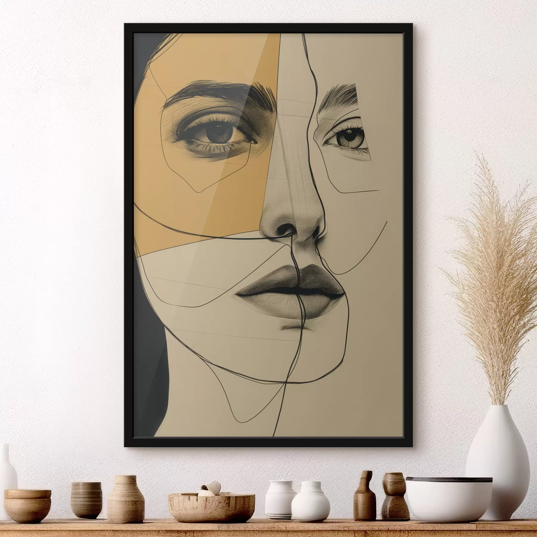 Fotobehang Lijnen, potlood, abstractie, antiek, meisje f39963