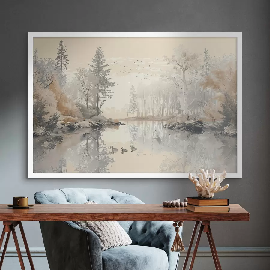 Fotobehang Vogels op het rustige meer f39980