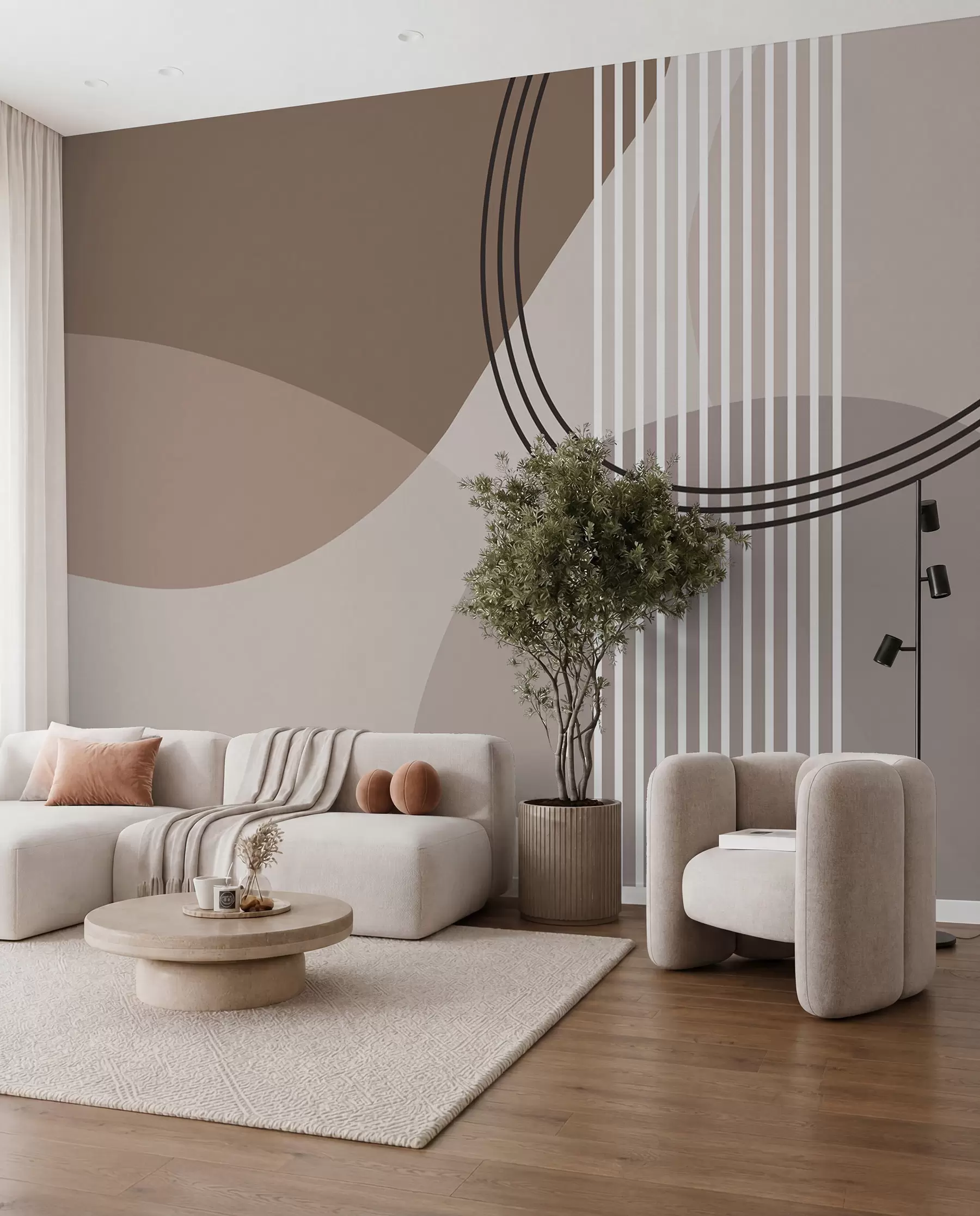 Fotobehang Omloop in taupe w08173