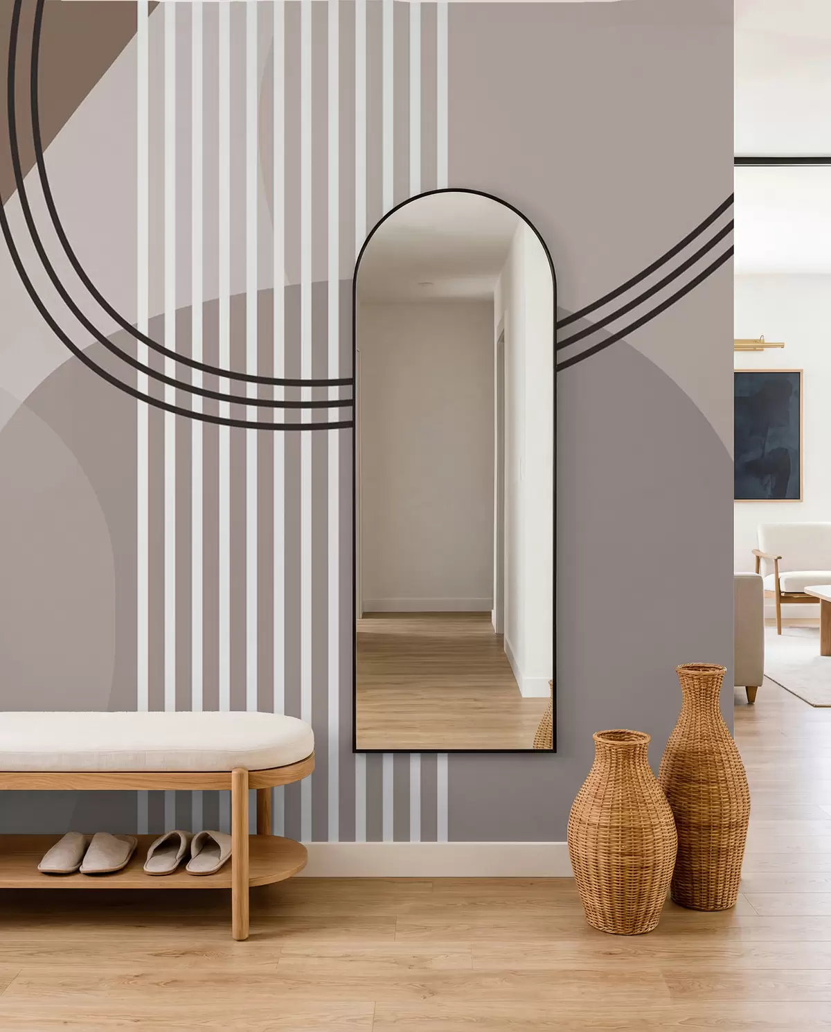 Fotobehang Omloop in taupe w08173
