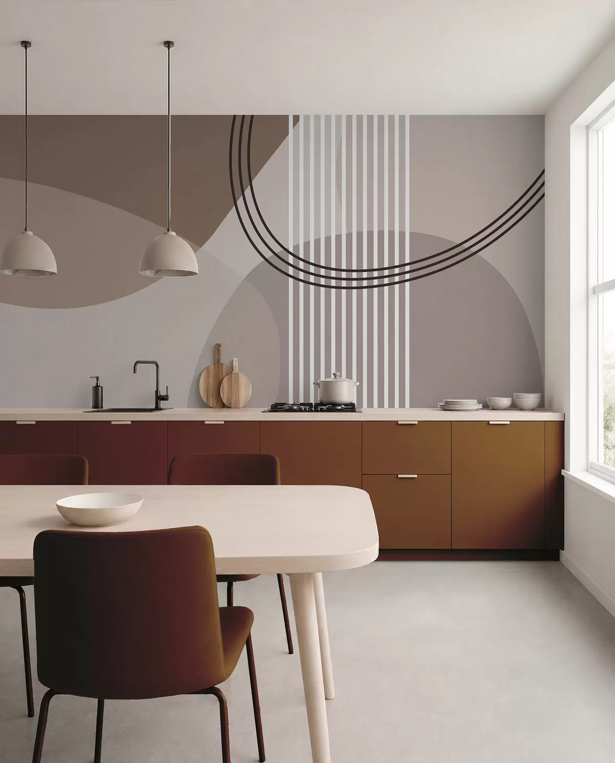 Fotobehang Omloop in taupe w08173