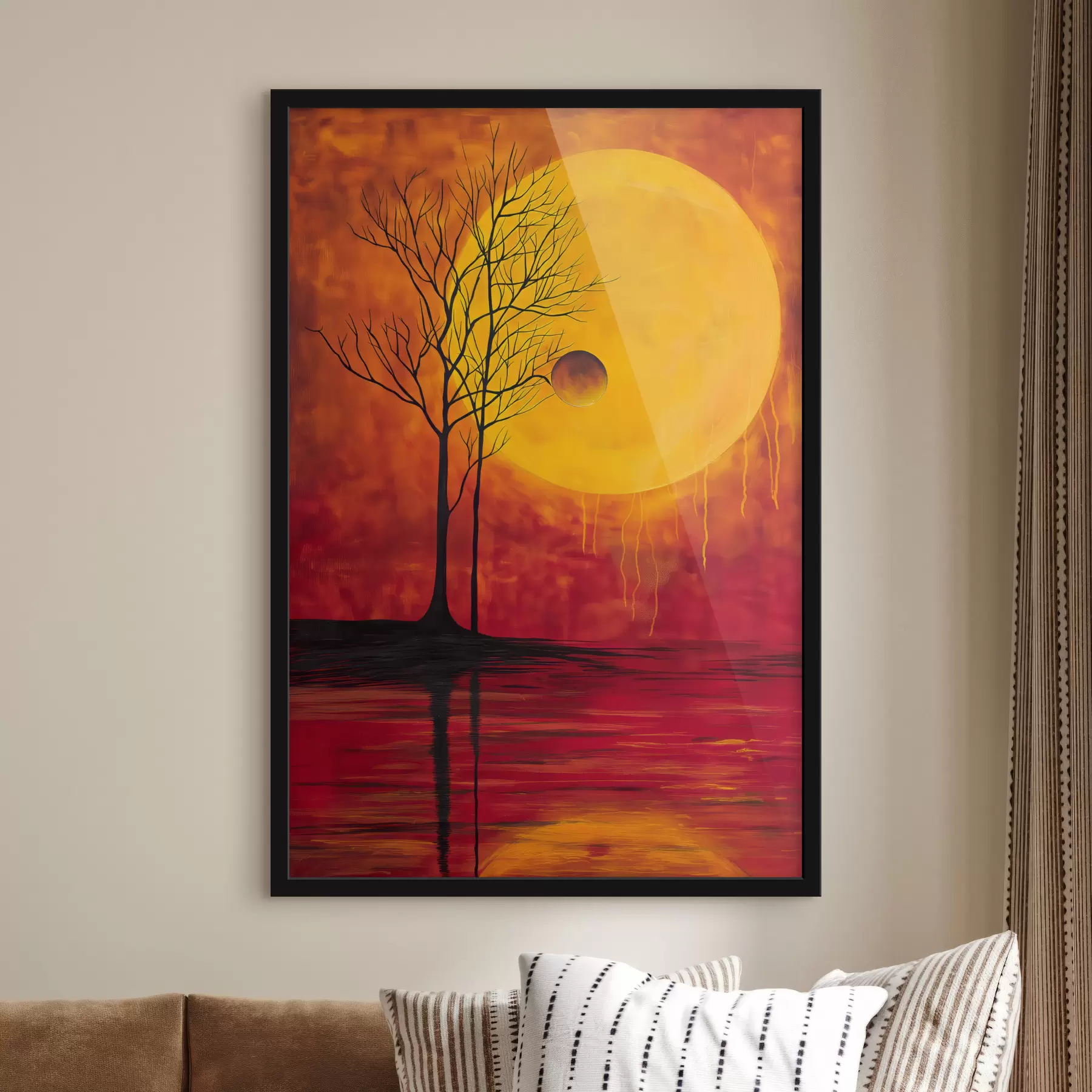  Schilderijen Abstractie, zon, rood, geel f40005