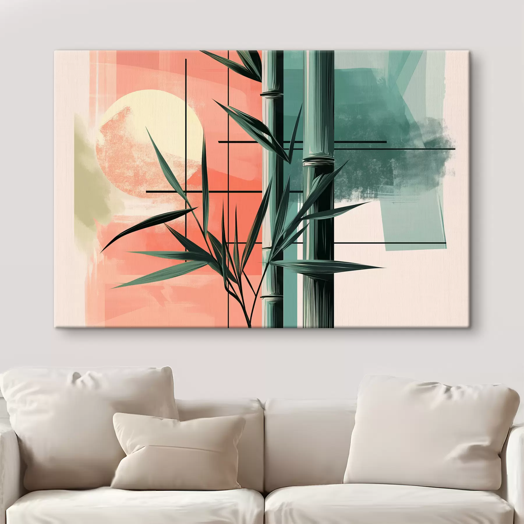 Fotobehang Abstract met bamboe en zon s39898