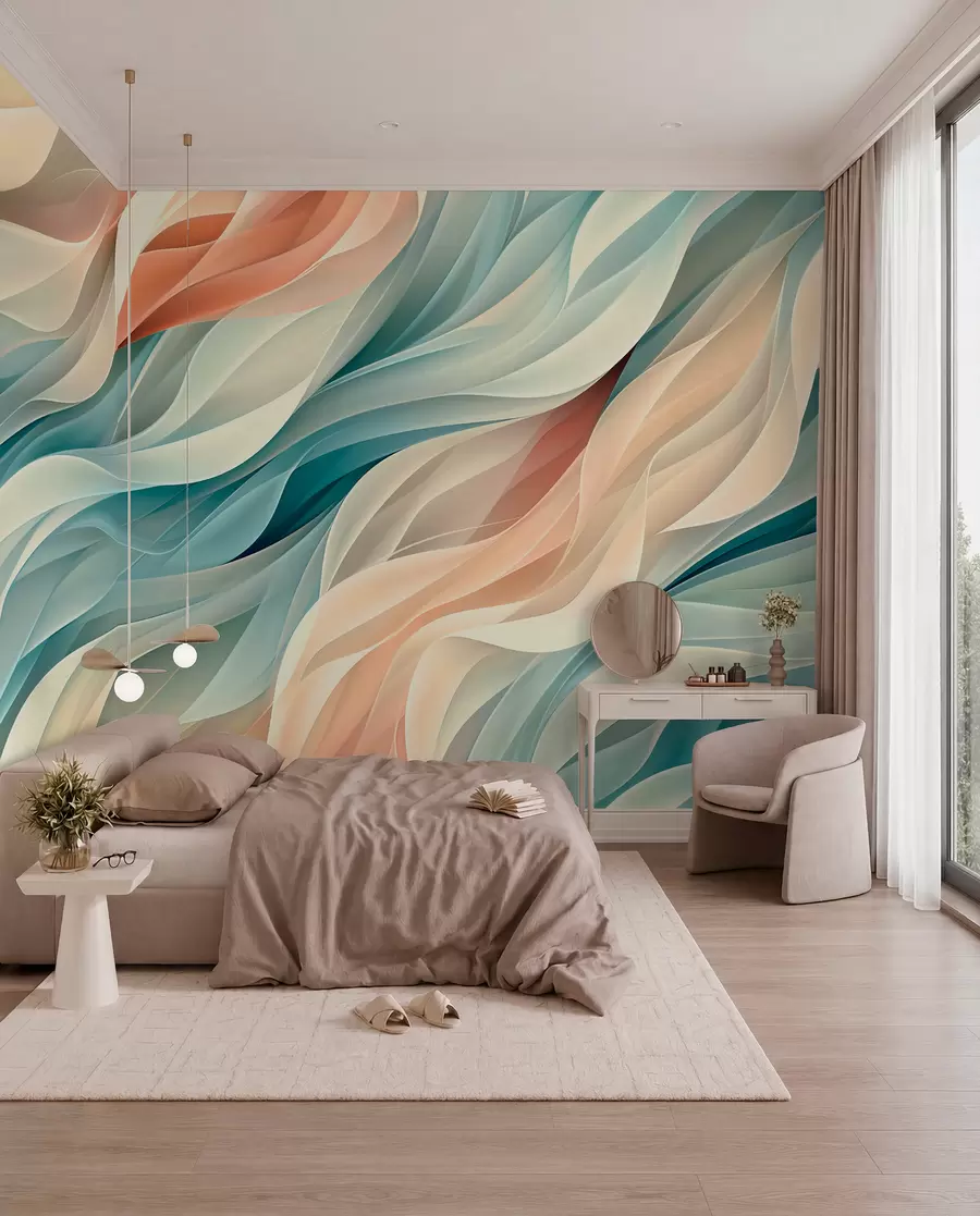 Fotobehang Betoverend abstract ontwerp met zachte pastelgolven w01335