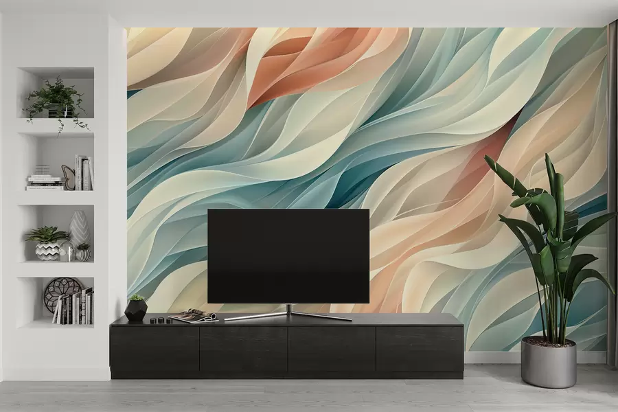Fotobehang Betoverend abstract ontwerp met zachte pastelgolven w01335