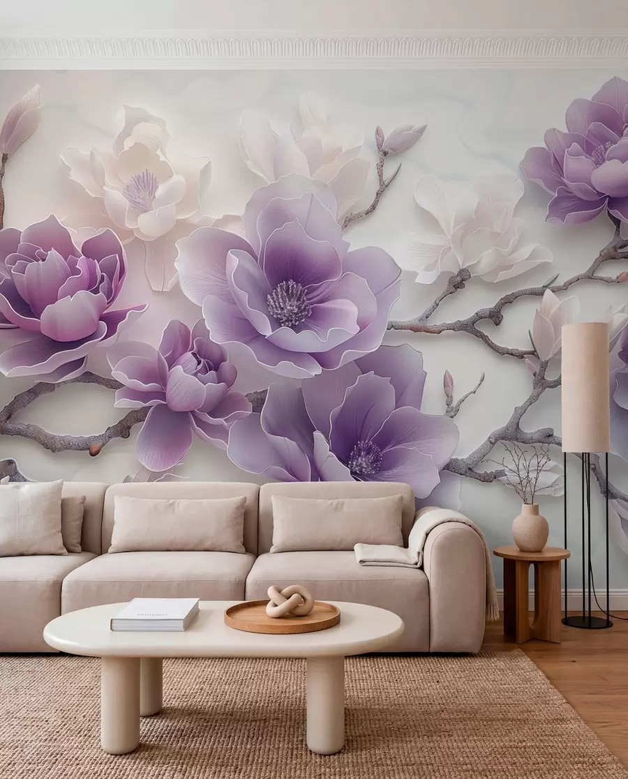 Fotobehang Magnolia in lila w01359