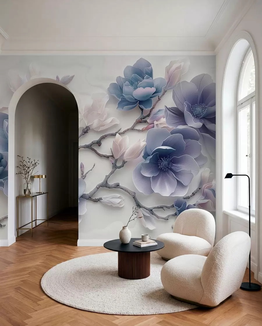 Fotobehang Magnolia in blauw w01359v1