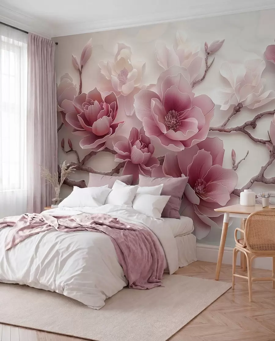 Fotobehang Magnolia in roze w01359v2