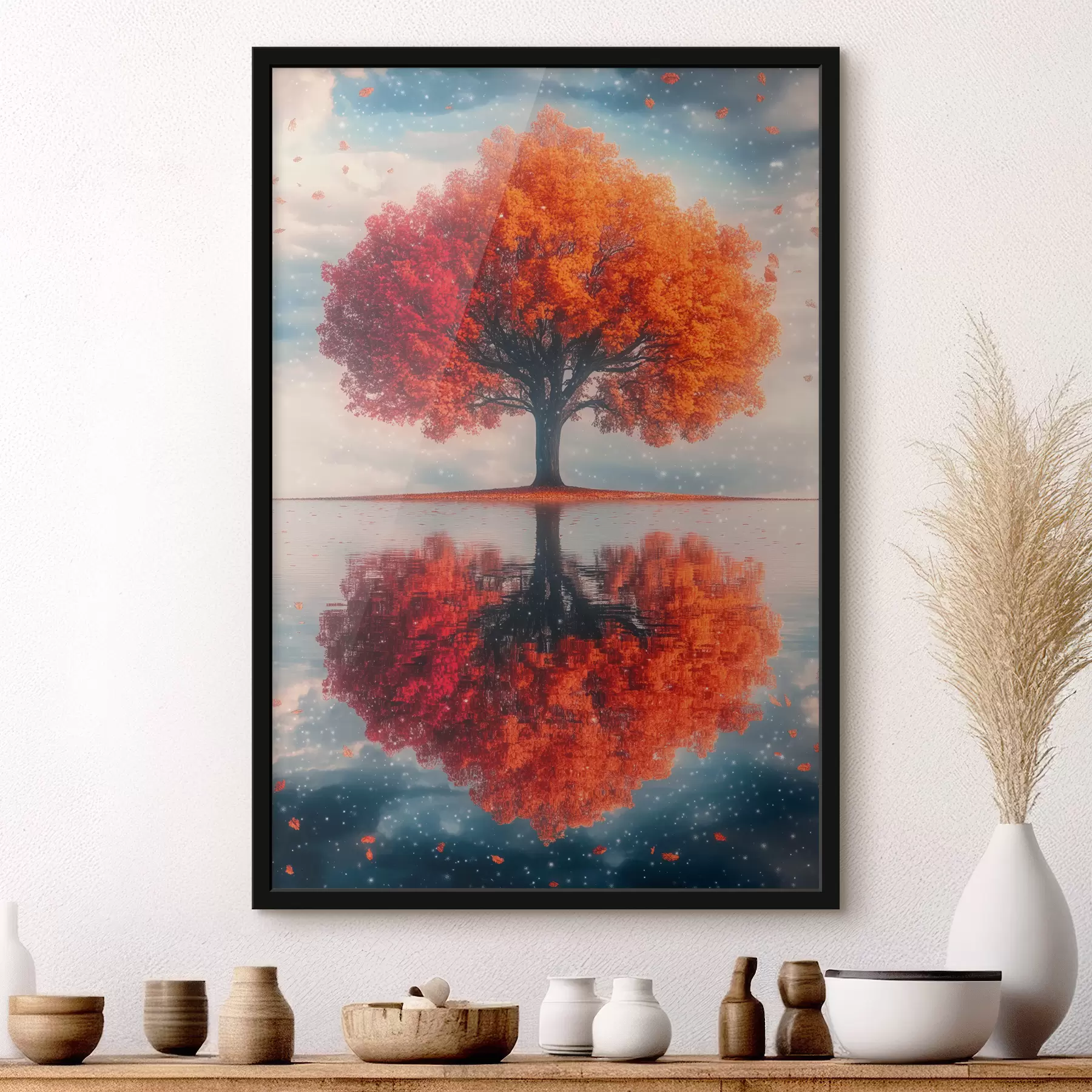 Fotobehang Boom met weerspiegeling in water f40126