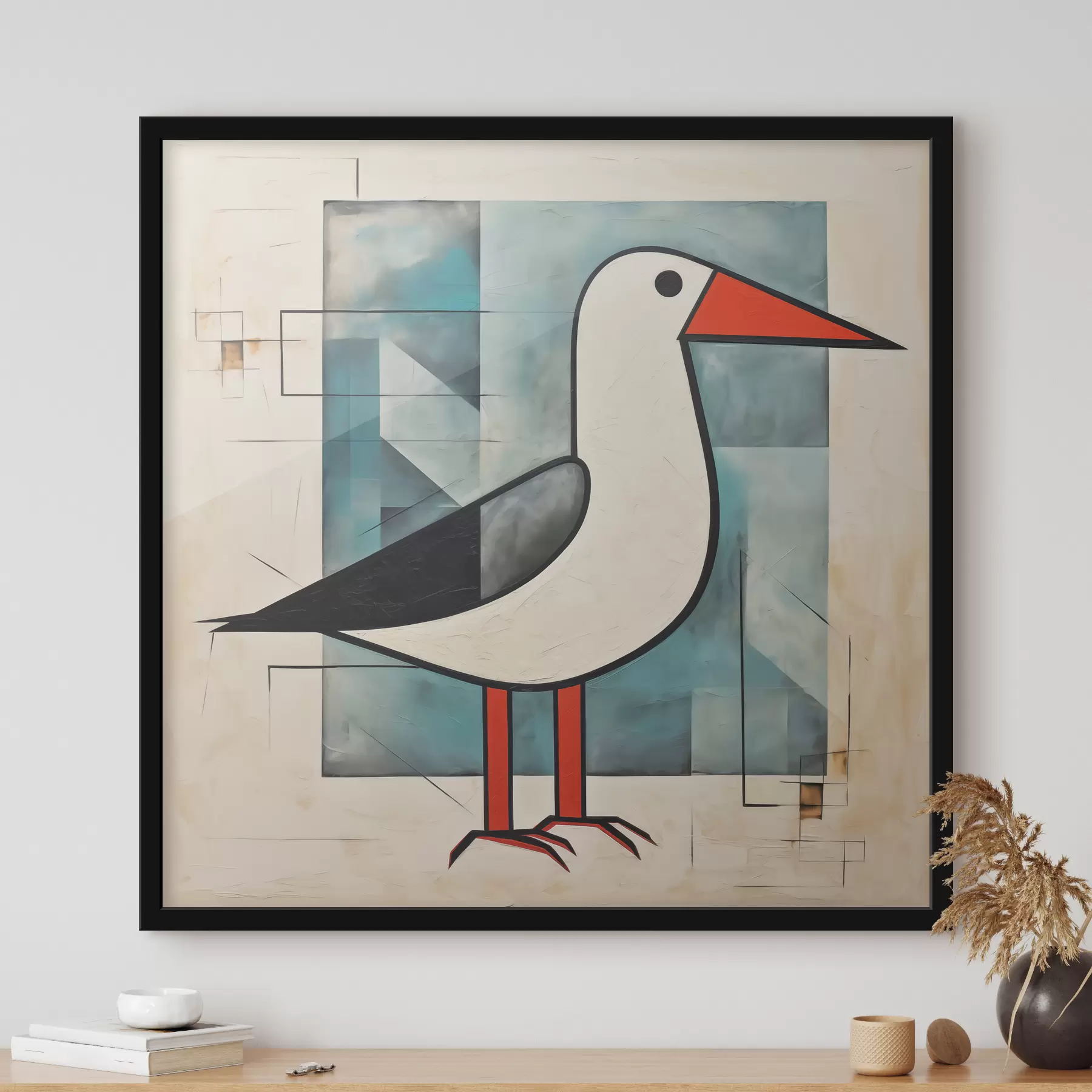 Fotobehang Tekening van een zeemeeuw in de stijl van het Suprematisme f40215