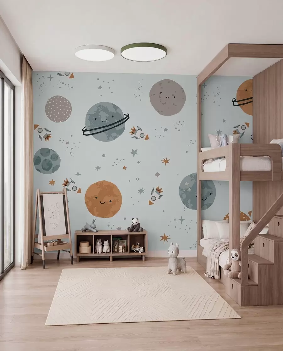 Fotobehang Planeten met een glimlach w01417