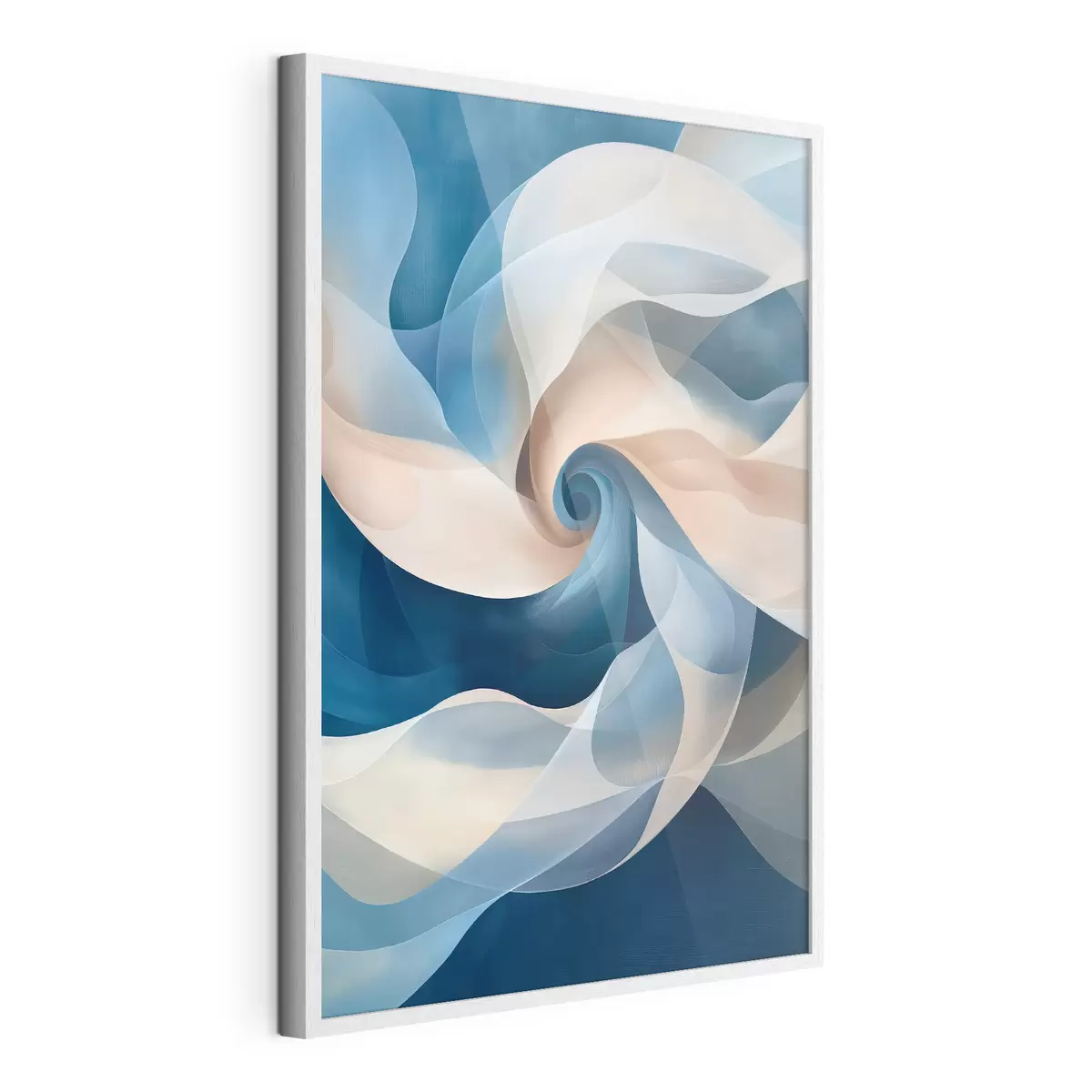 Poster abstracte vortex beige-blauw f40249