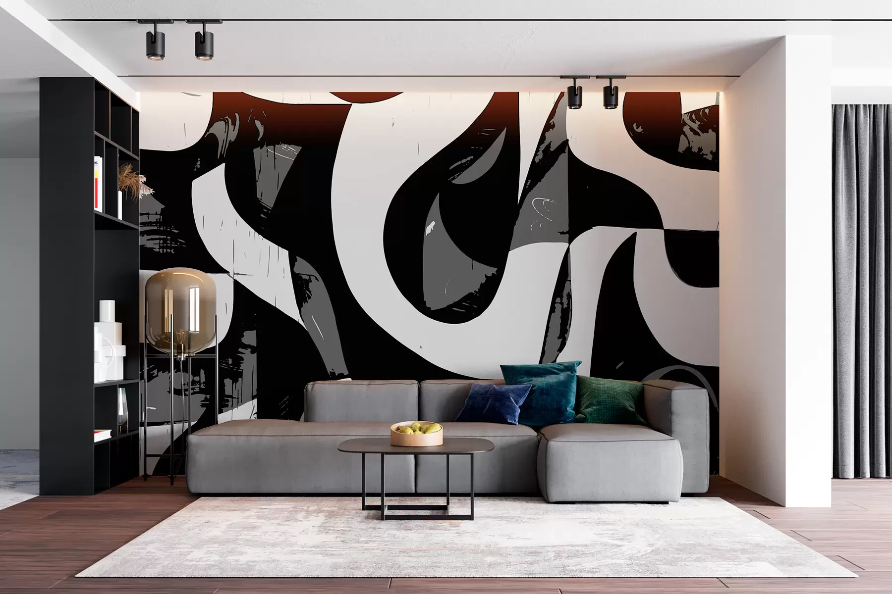 Fotobehang Zwart-wit abstractie w00964