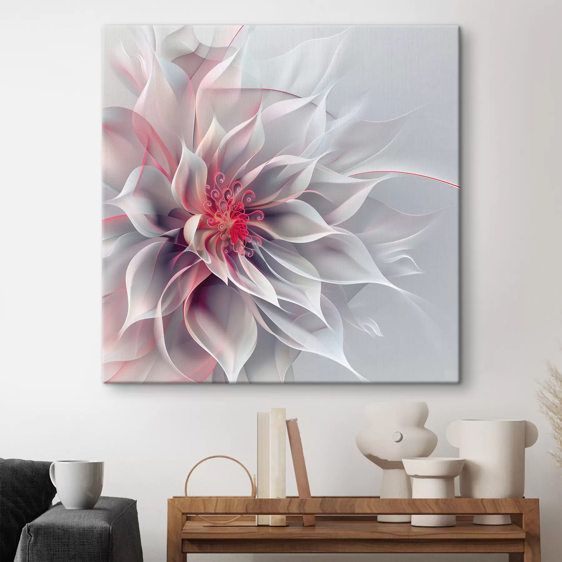  Schilderijen Witte abstracte bloem s40360