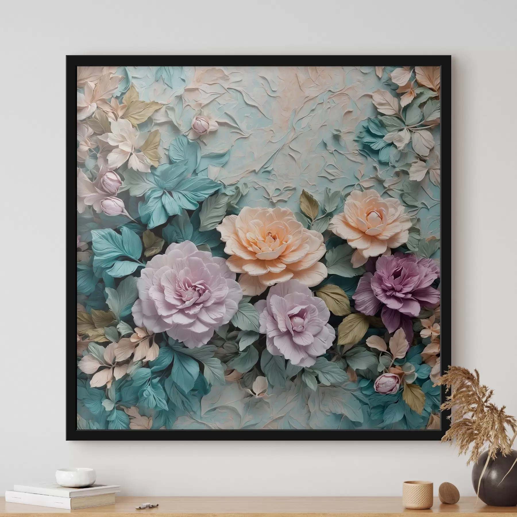 Fotobehang Bloemen en bladeren op een abstracte achtergrond f40332