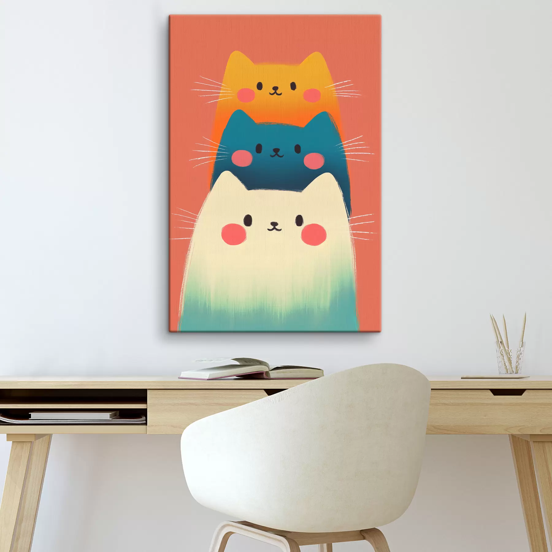  Schilderijen Drie veelkleurige abstracte katten s40431