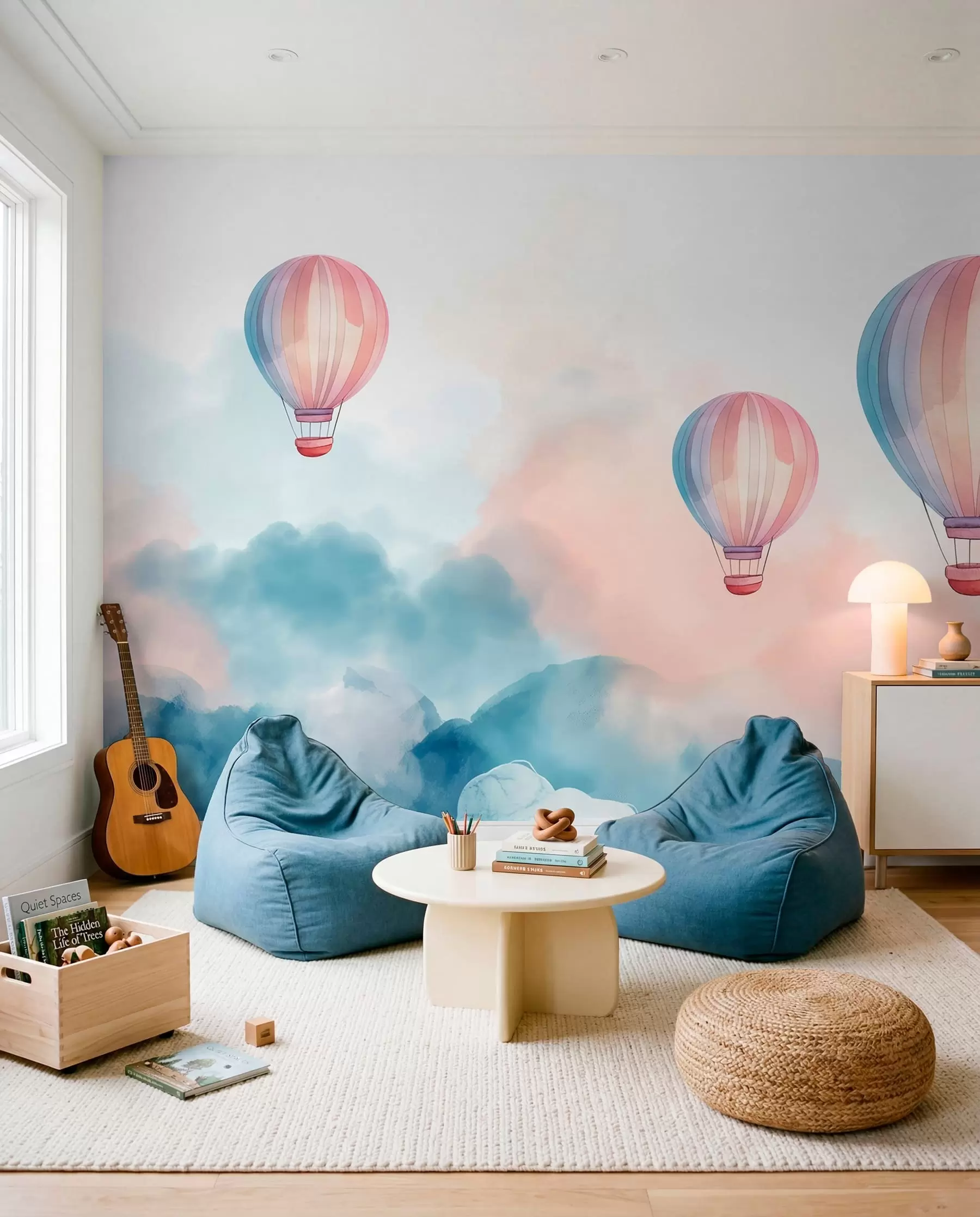Fotobehang Aquarelballonnen in de wolken w01011