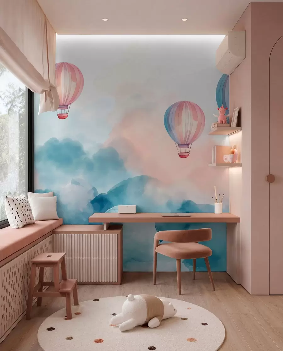 Fotobehang Aquarelballonnen in de wolken w01011