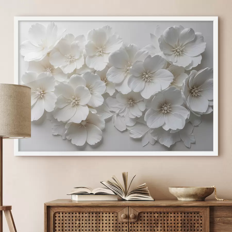 Fotobehang Cascade van witte bloemen f40548