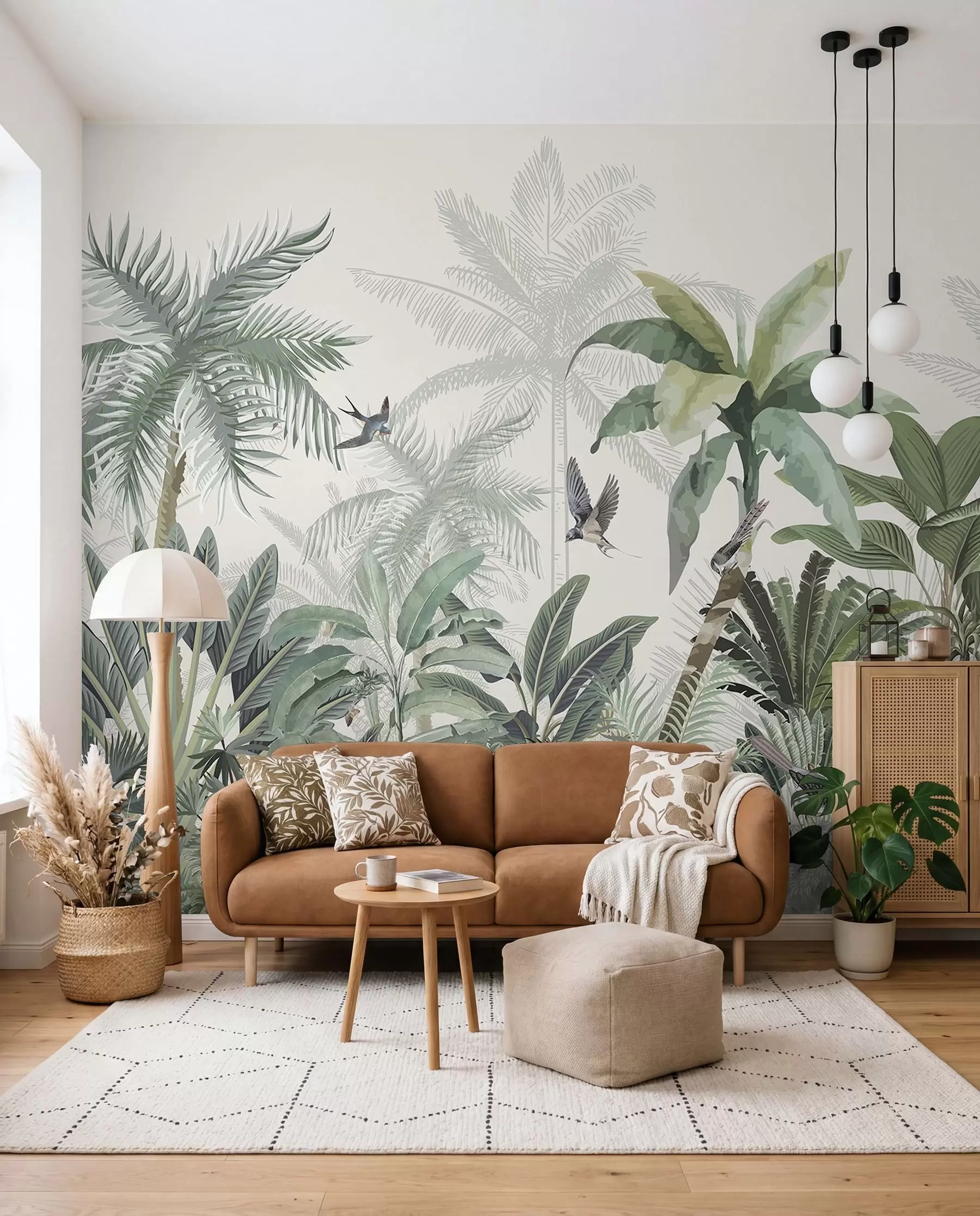 Fotobehang Lichte palmgravures w08239